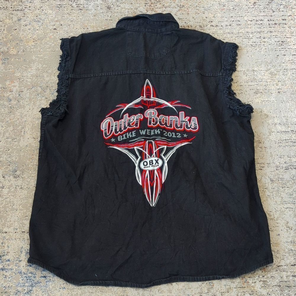 Hot Leathers Outer Banks Bike Week cutoff tank top button down shirt